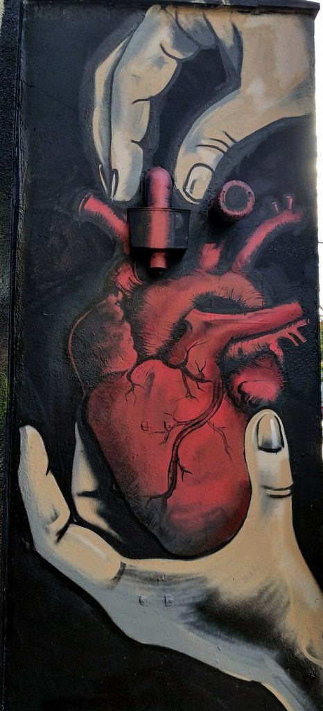 Human heart street art piece Old Street