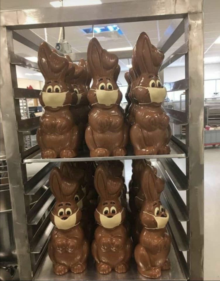 Lockdown facial masks Easter bunnies