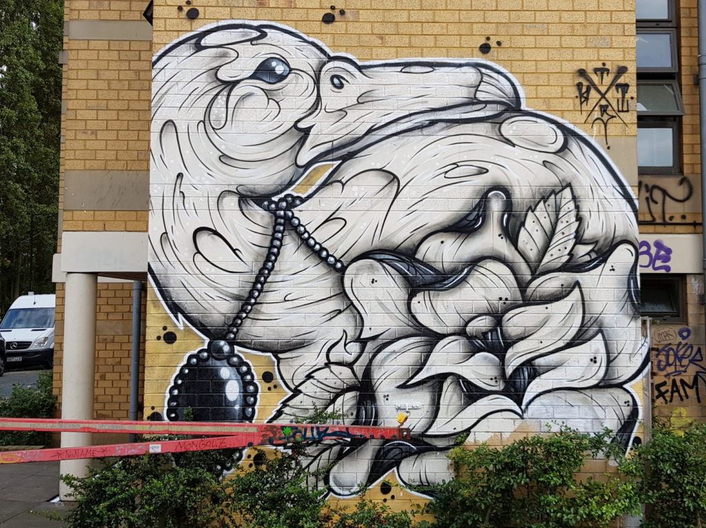 Big bird street art in Brick Lane