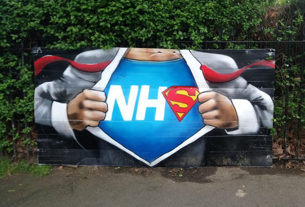 NHS super heroes street art by Lionel Stanhope