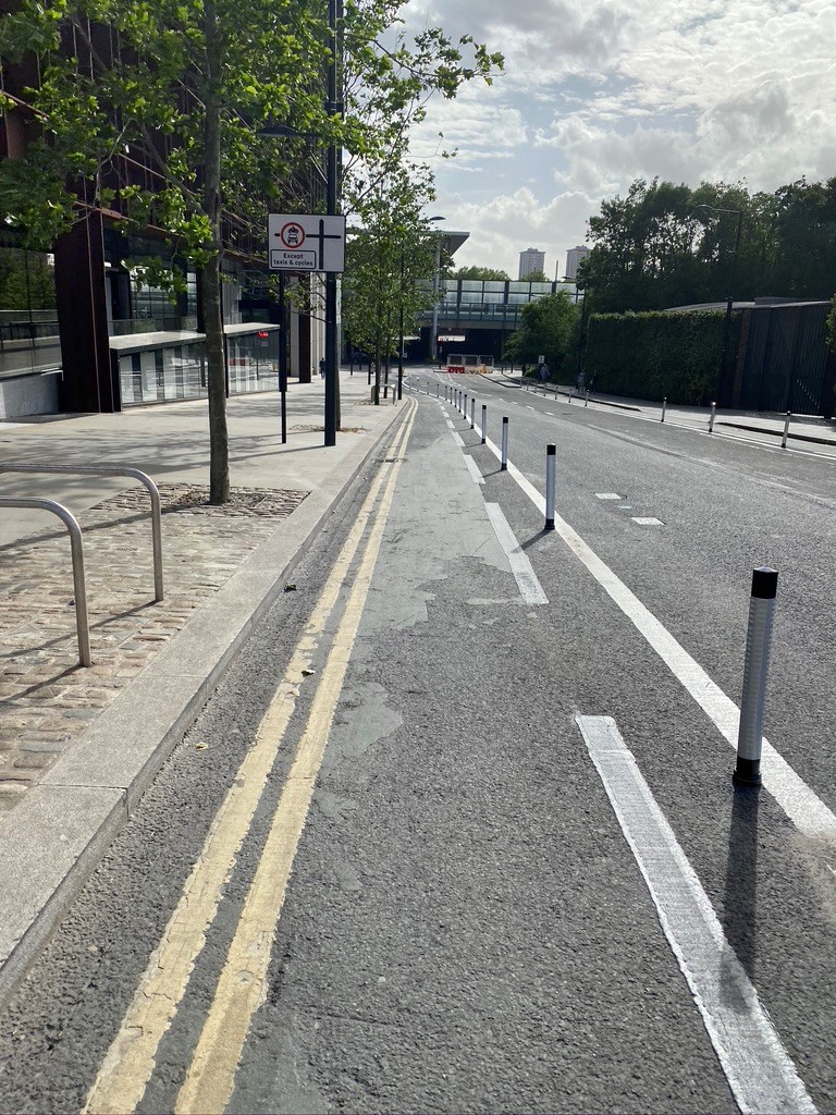 New bike lane behind Camden Town Hall