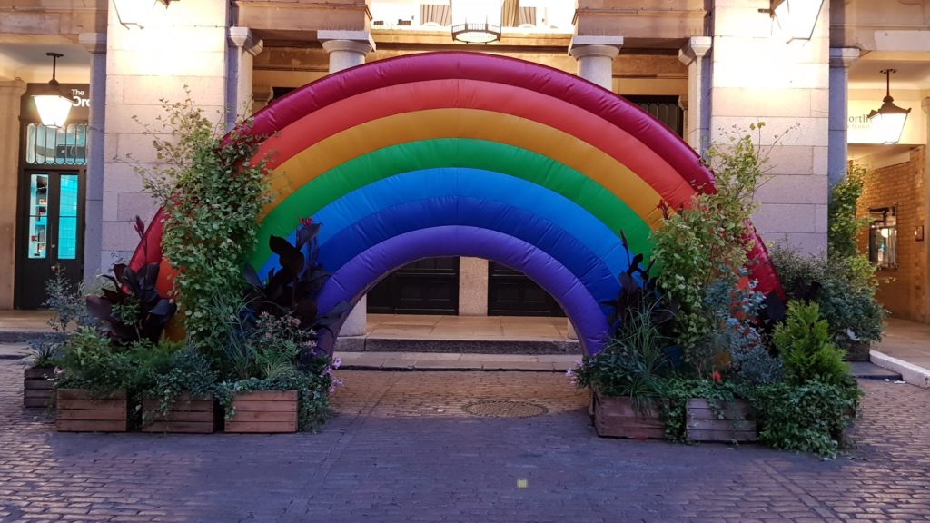 Rainbow in Covent Garden during pandemic